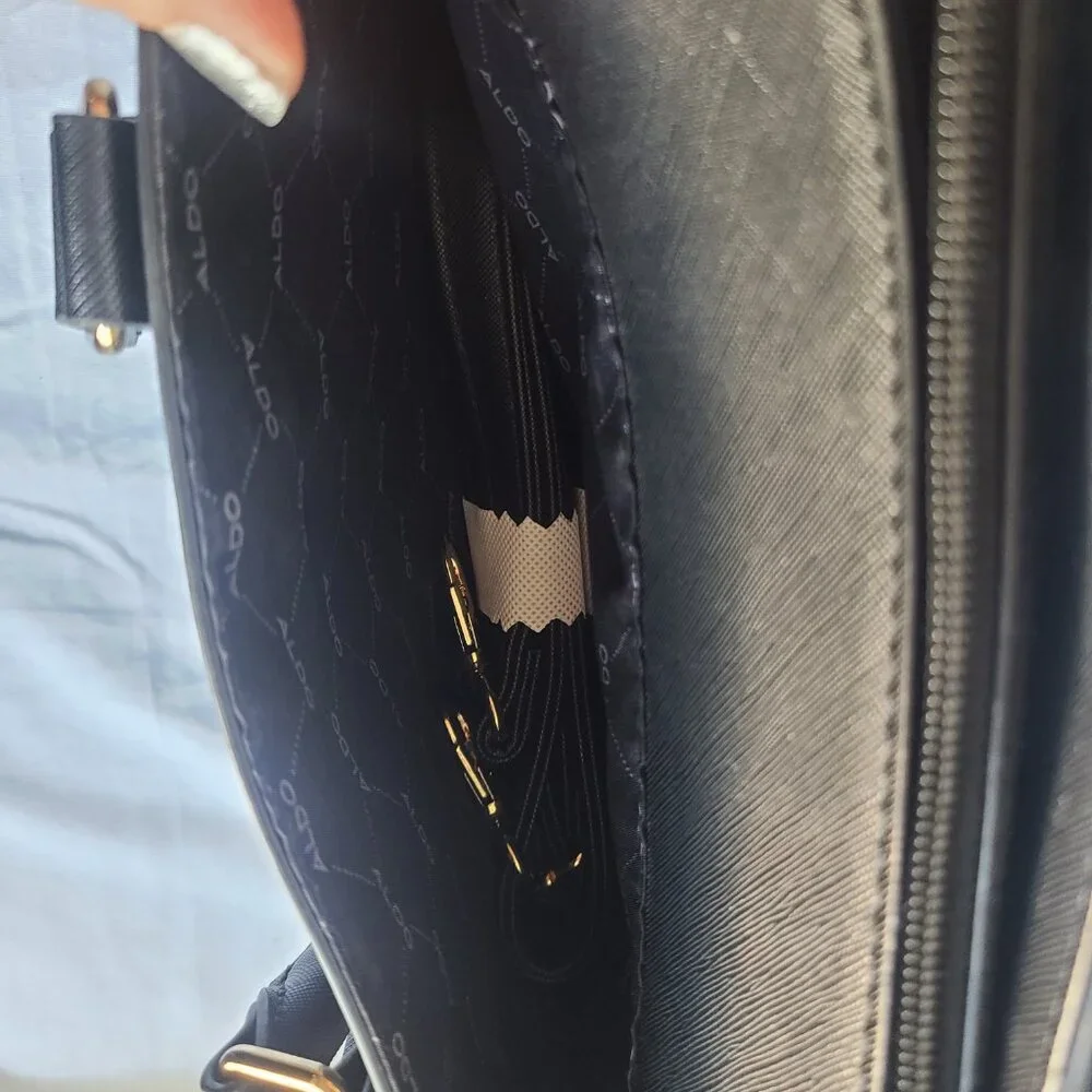 SOLD--Aldo Faux Leather Black Satchel Handbag Purse - Picture 9 of 11